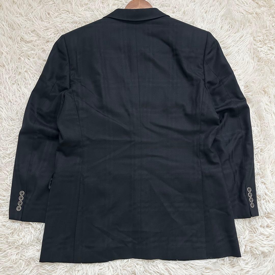 バーバリー シャドーノバチェック テーラードジャケット 絹混 ブラック M