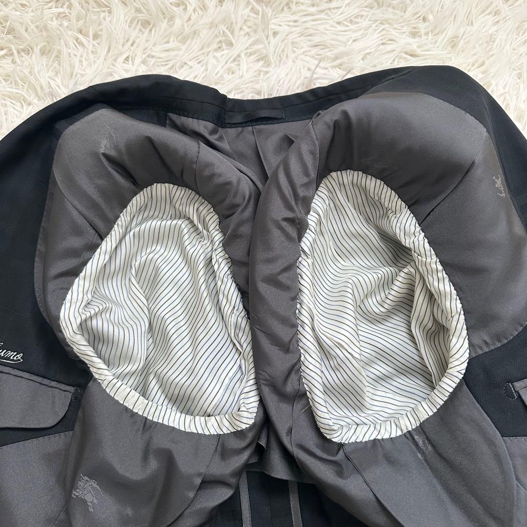 バーバリー シャドーノバチェック テーラードジャケット 絹混 ブラック M