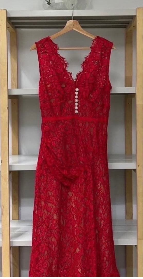 Self portrait赤レース ロングドレス　ワンピUK8