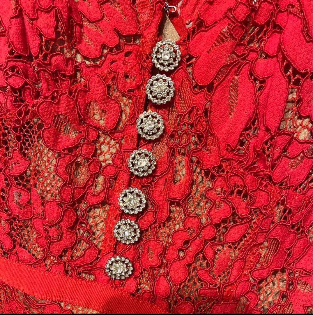 Self portrait赤レース ロングドレス　ワンピUK8