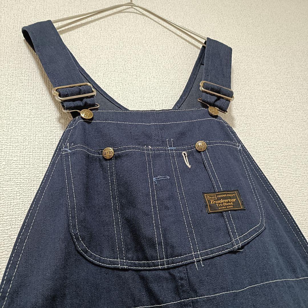 60s-70s Sears Tradewear デニムオーバーオール 濃紺