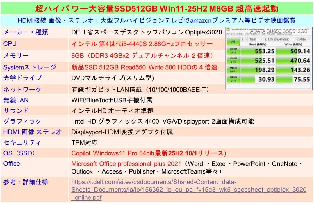 ルペン 　驚速【整備済み品】SSD512G i5 M8G Win11 Of