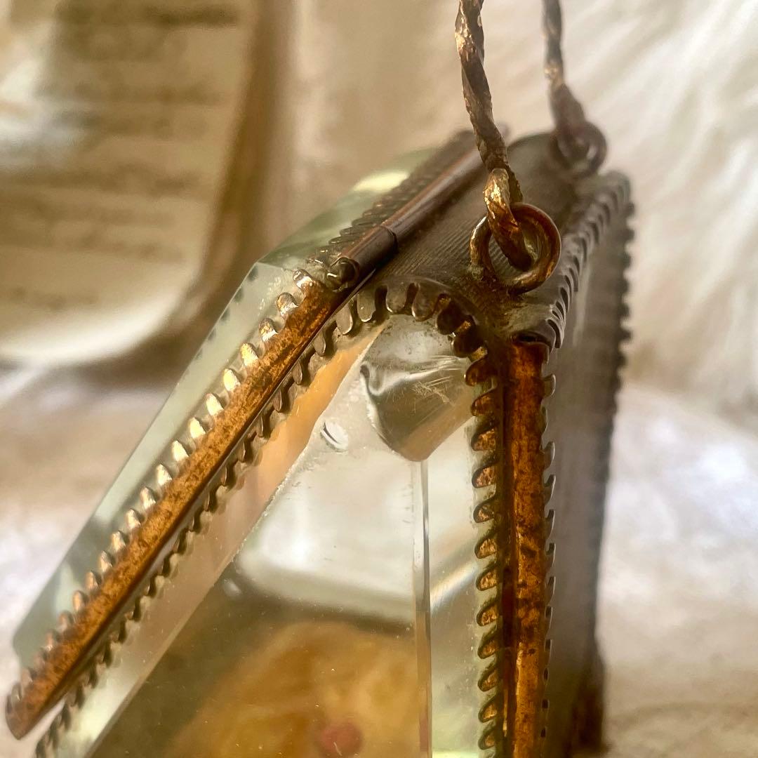 あけみん　ベベルガラス懐中時計ケースジュエリーボックスフランスアンティーク