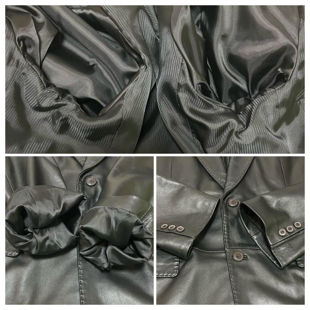 美品✨BALMAIN バルマン ラムレザー テーラードジャケット ブラック XL