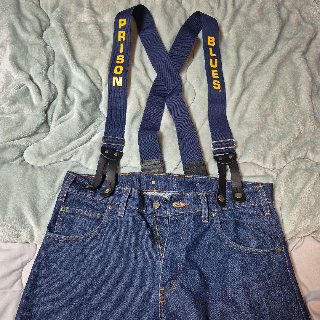 ひ*ろ様 PRISON BLUES プリズンブルース サスペンダーボタン デニム