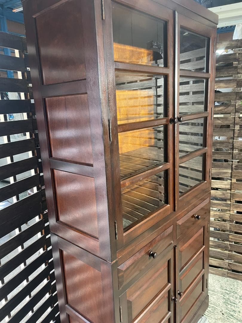 J716 松本民芸家具 食器棚 飾り棚 アンティーク家具 キャビネット