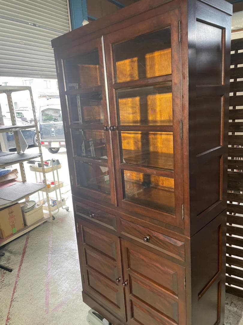 J716 松本民芸家具 食器棚 飾り棚 アンティーク家具 キャビネット