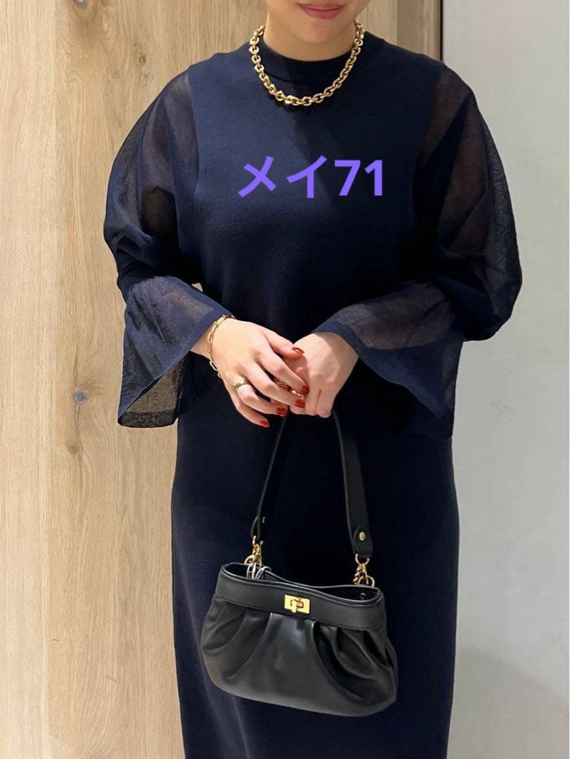 Curensology ランタンスリーブニットワンピース