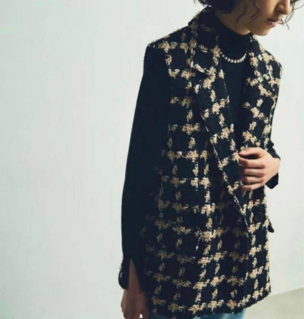 新品[グレースコンチネンタル　25AW フェザーチェックツイードジレ　36