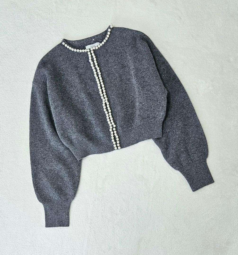 スローブイエナ　パールニットカーデ