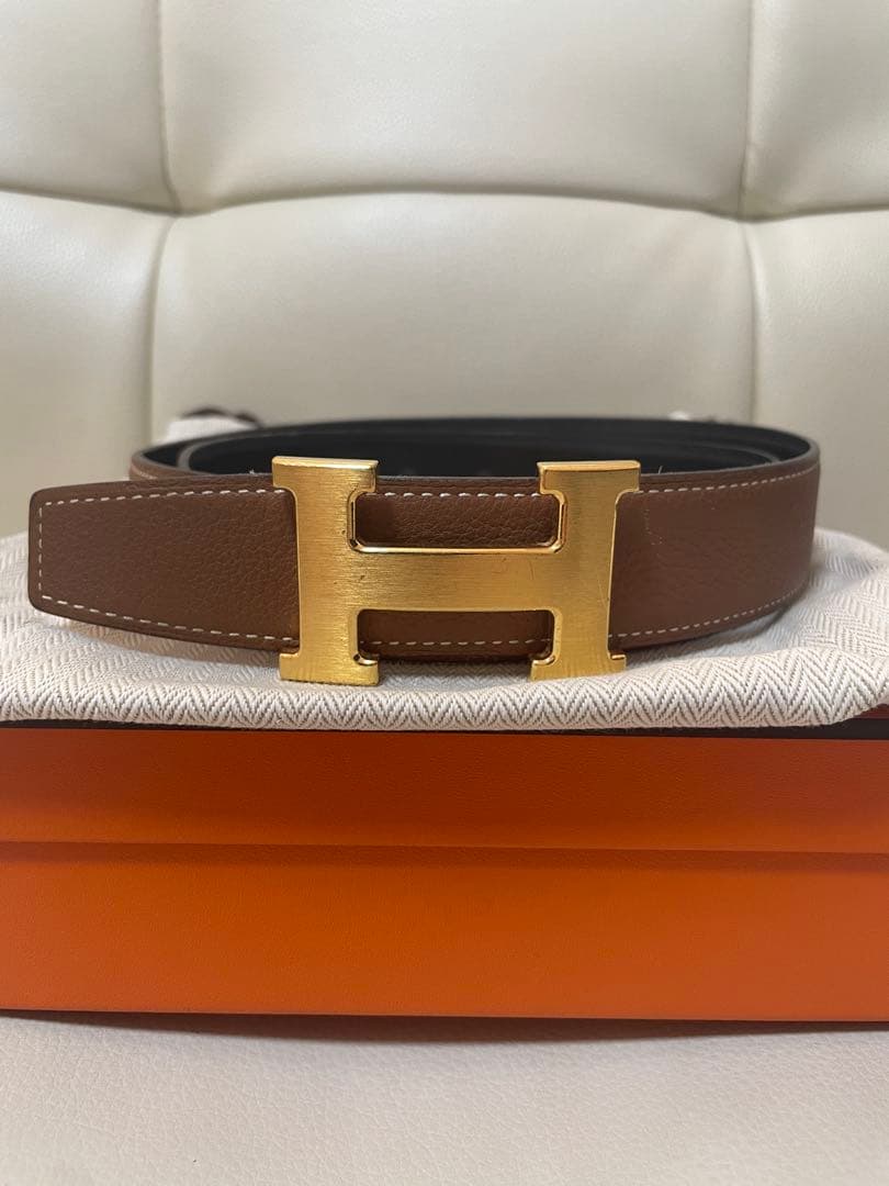 HERMES エルメス H型ゴールド　バックル リバーシブル　ベルト　85