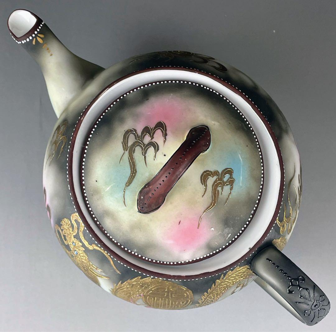 オールドニッポン 龍紋 ティーポット ドラゴン ぼかし ジュエル エナメル