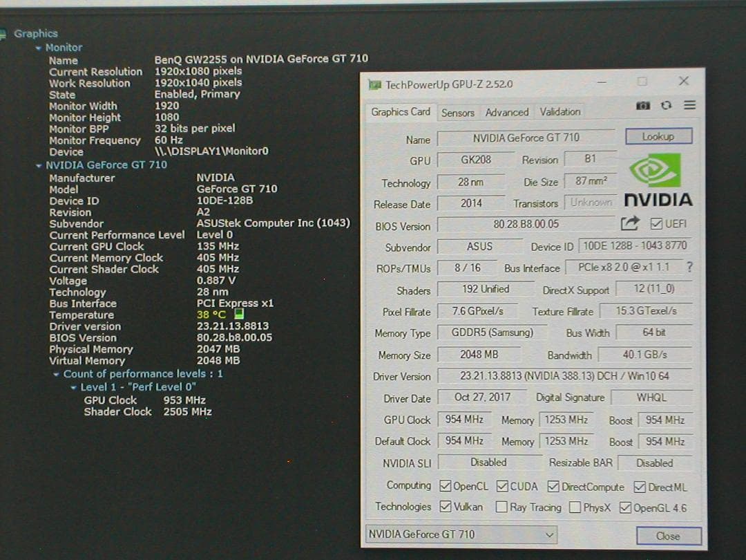 ASUS　GT710-4H-SL-2GD5　ファンレスグラボ　X1接続
