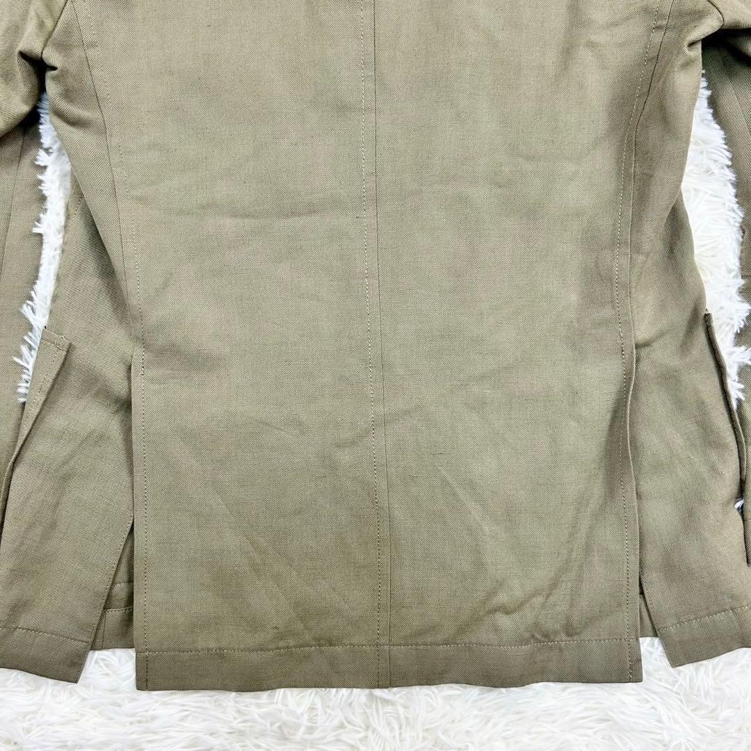 美品　トゥモローランド　ピルグリム　ダブルジャケット　リネンウール　カーキ　48