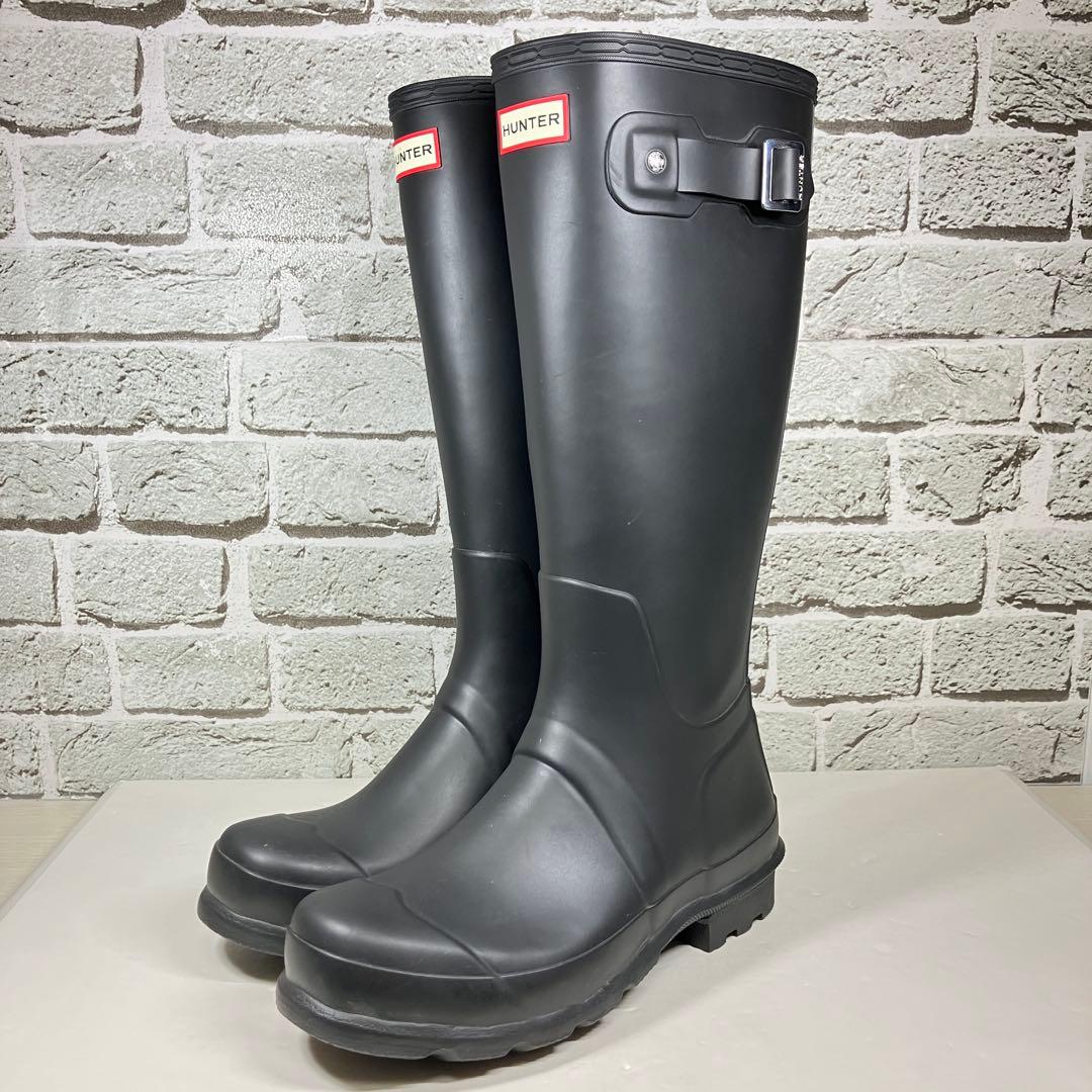 【試着程度】HUNTER レインブーツ 黒 ロング ラバー メンズ UK7