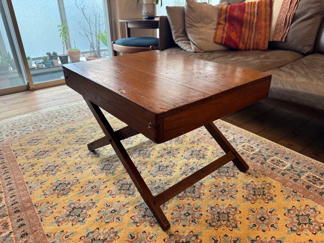 タイ・チェンマイ ヴィンテージ　ローテーブル(折りたたみ式)