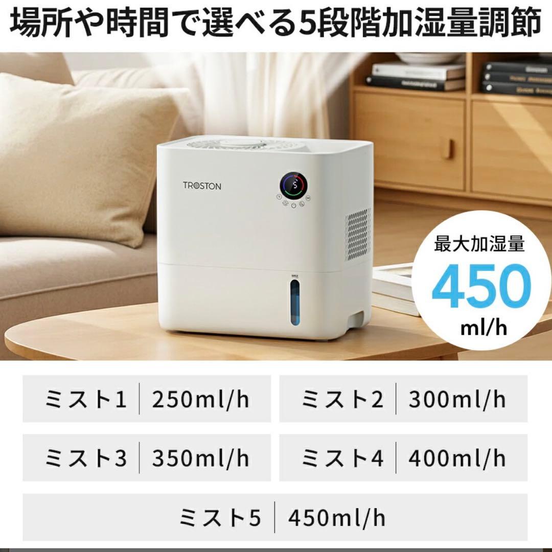 AI自動調湿 5L 気化式 加湿器 プラズマ 4重除菌 大容量 加湿器