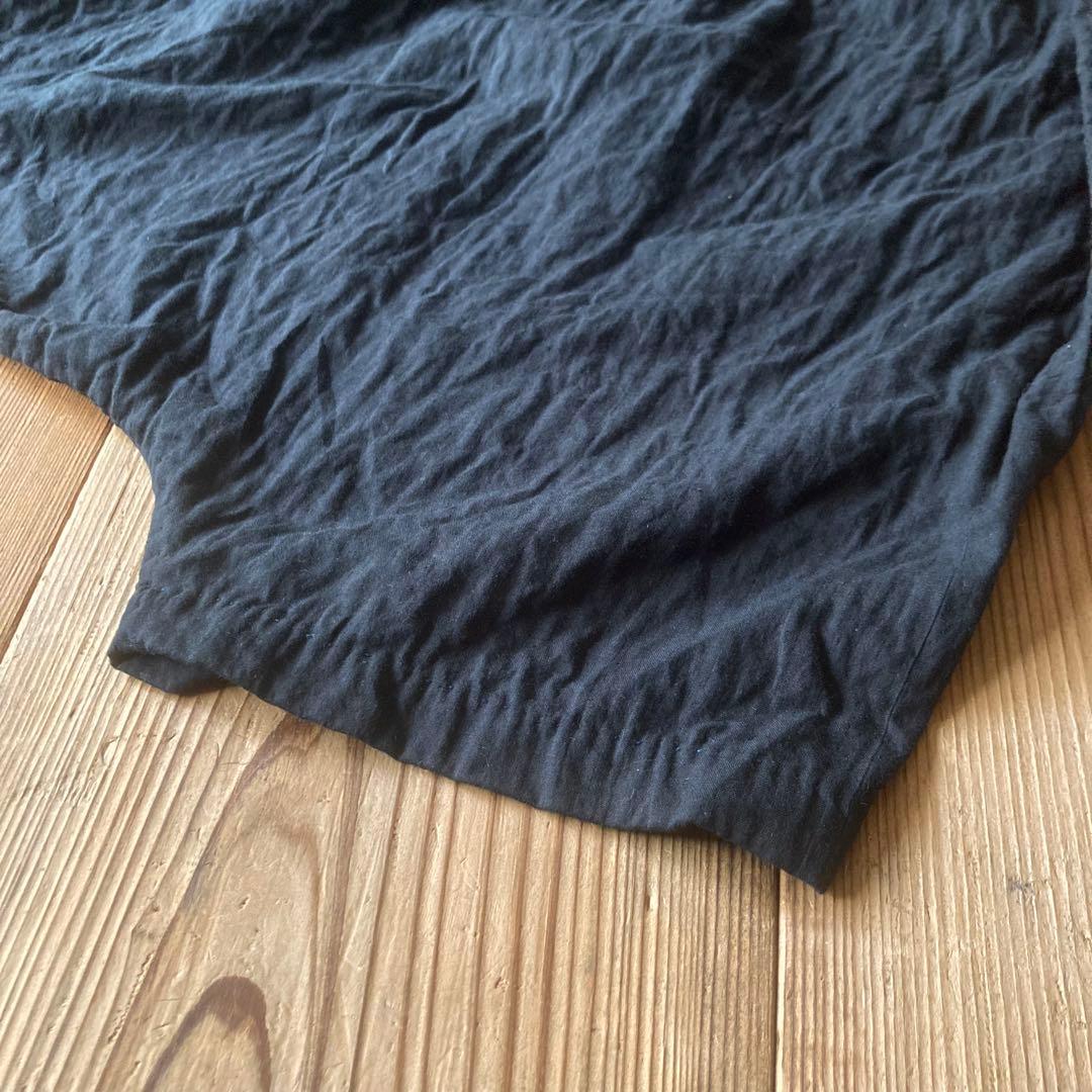 ゆったりシルエット ダブルガーゼ スカ—ト風 サルエルパンツ ブラック