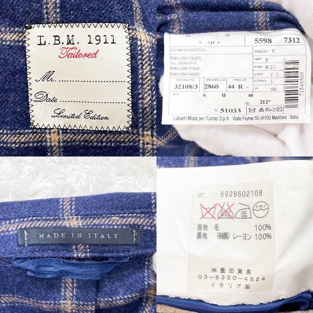 ルビアム L.B.M.1911 チェック柄 テーラードジャケット 44R ウール