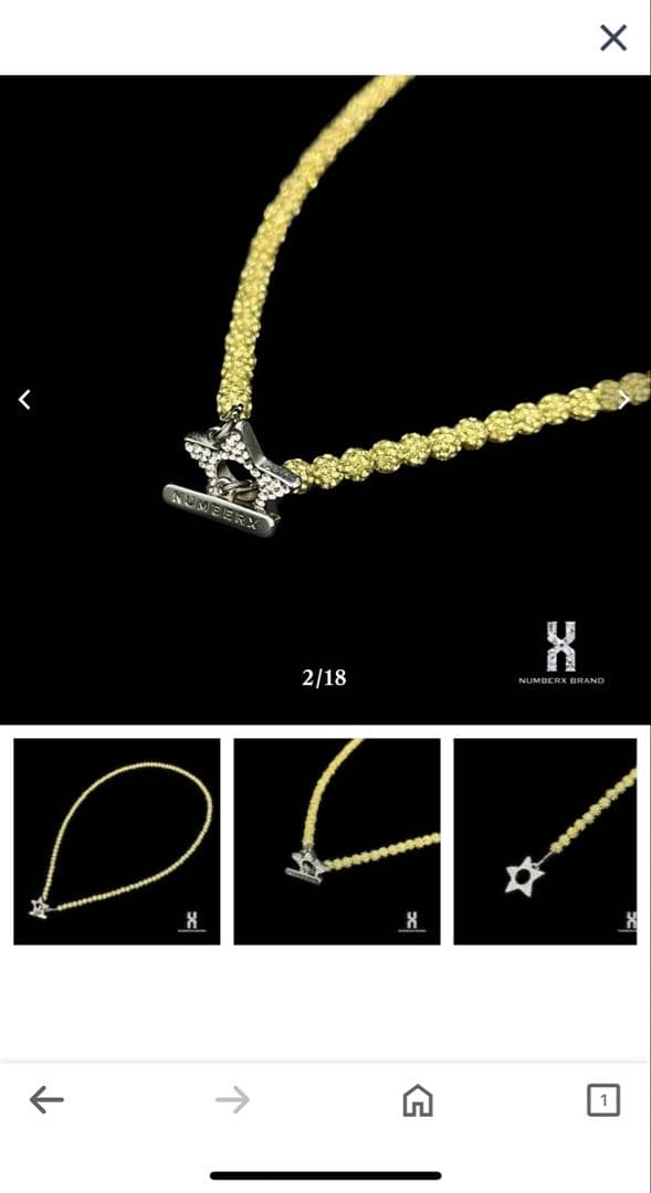 新品　NUMBERX BRAND　ネックレス イエローゴールド