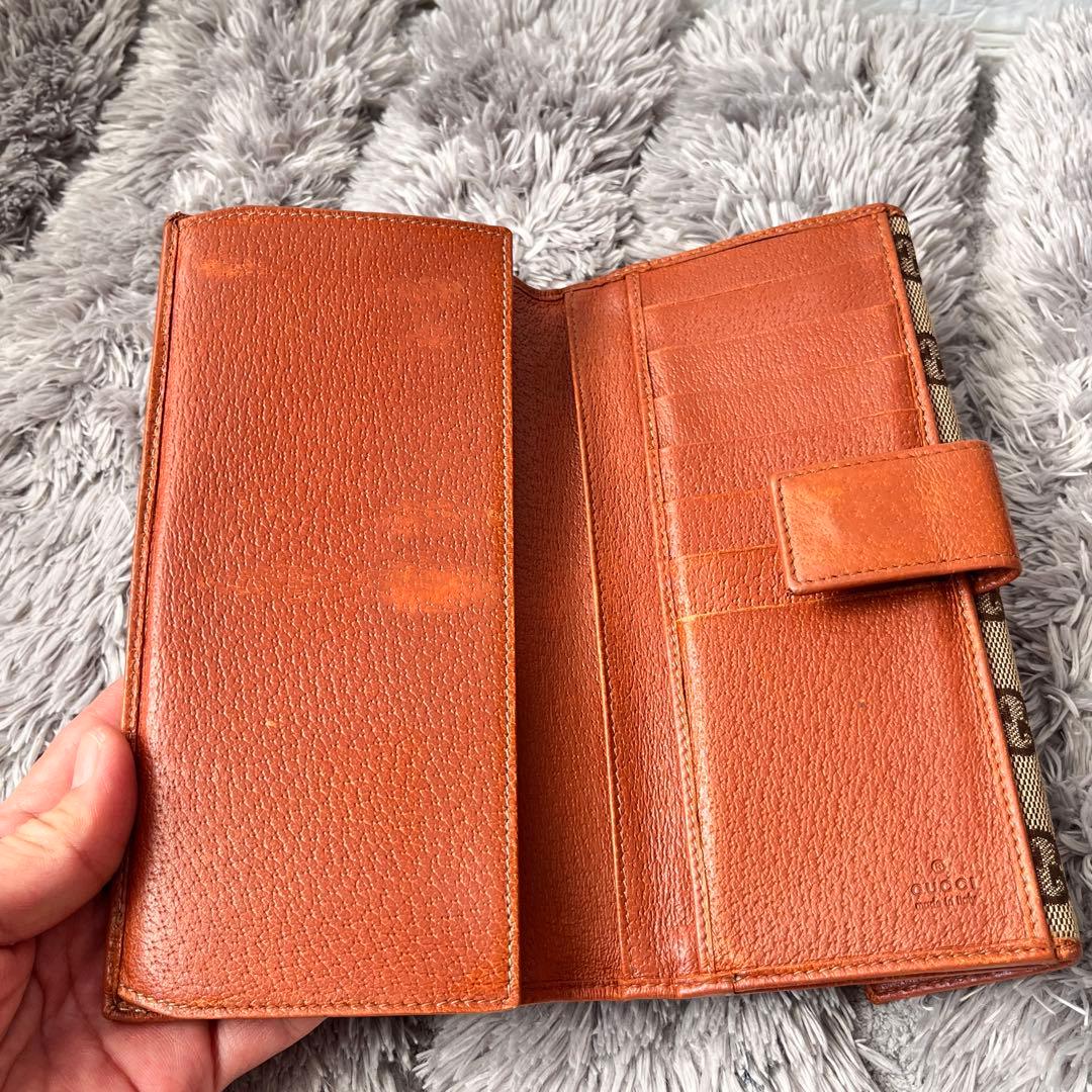 GUCCI✨長財布　GGキャンバス Wホック オレンジブラウン　レディース