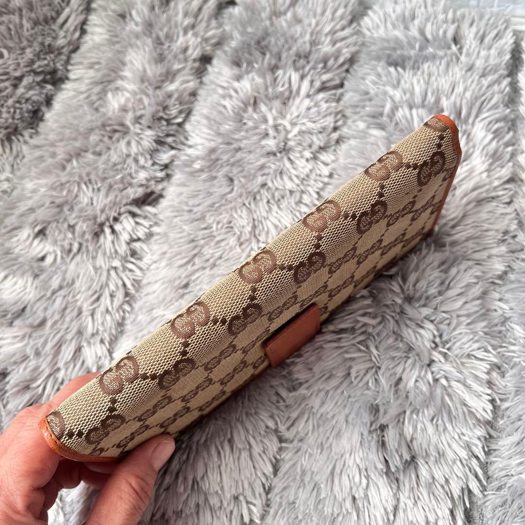 GUCCI✨長財布　GGキャンバス Wホック オレンジブラウン　レディース