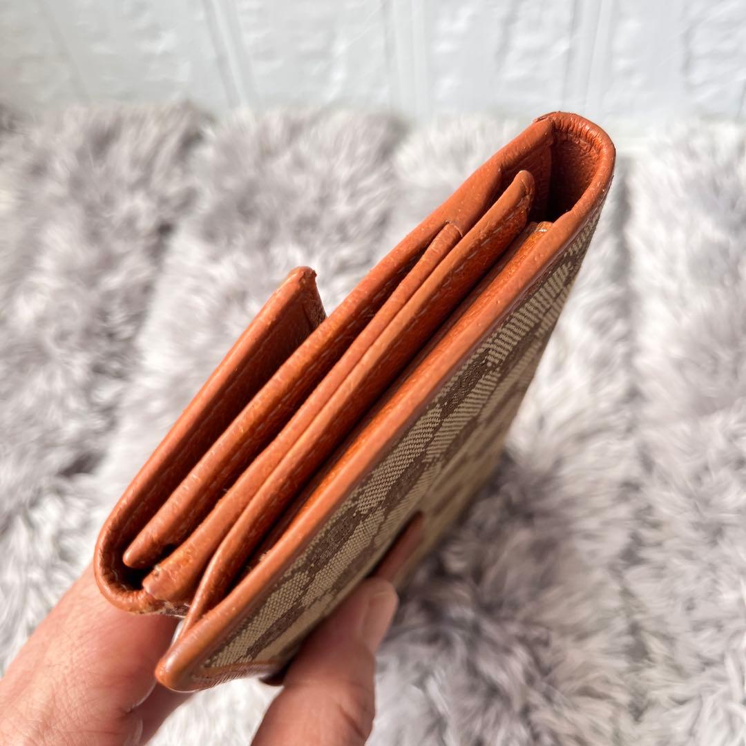 GUCCI✨長財布　GGキャンバス Wホック オレンジブラウン　レディース