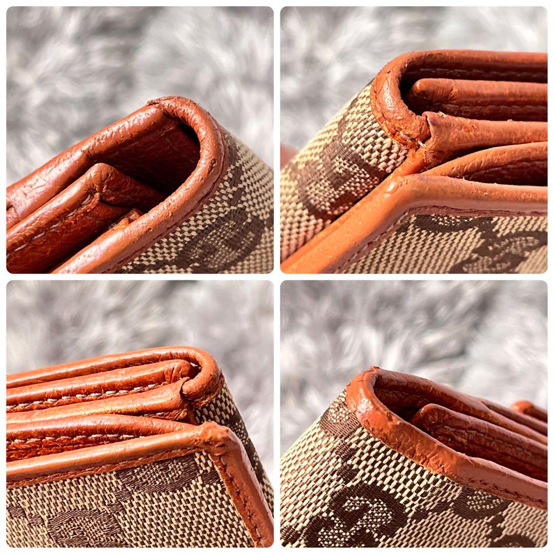 GUCCI✨長財布　GGキャンバス Wホック オレンジブラウン　レディース