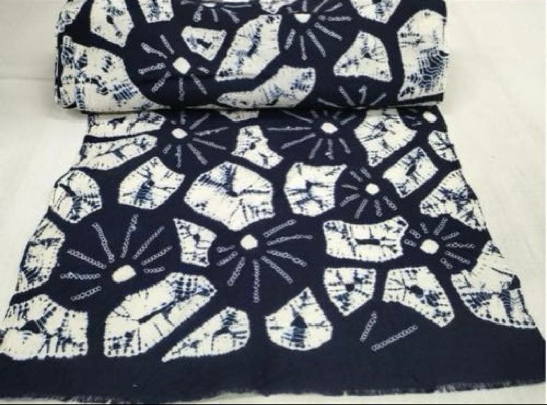 浴衣　有松鳴海絞り　反物　着尺　絞り　花尽くし　綿　逸品　新品未使用　紺