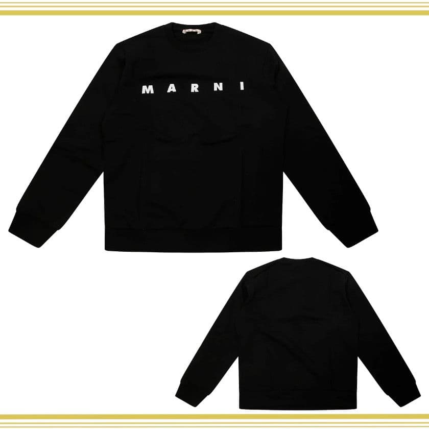 大人もOK! Marni マルニ . ロゴプリント スウェットシャツ ブラック