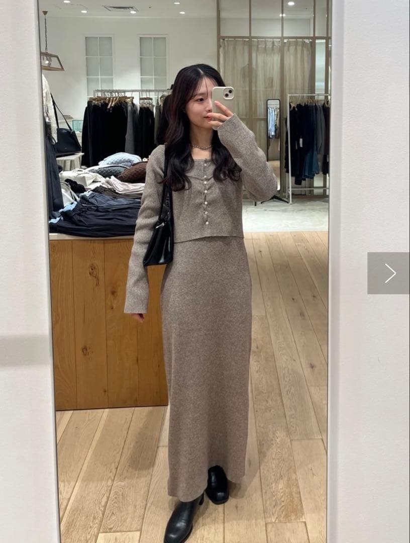 mystic ミスティック　ニットビスチェ付きワンピース　モカ　size1