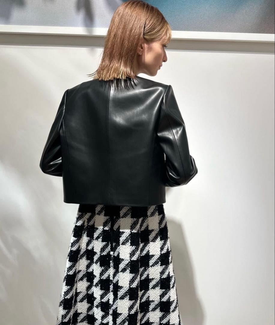 美品✨エストネーション　ツイードスクエアネックワンピース　千鳥柄　ジャンスカ　M