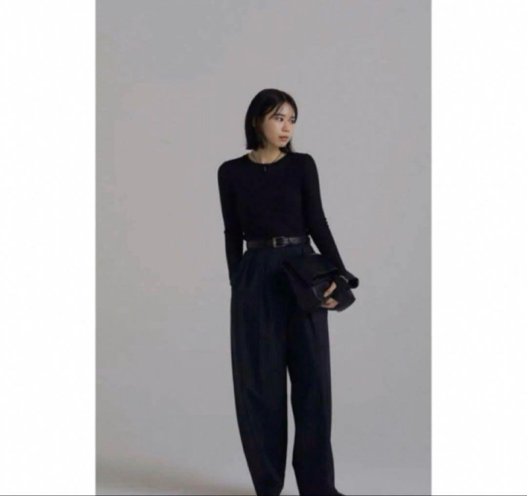 louren tuck cocoon pants ブラック