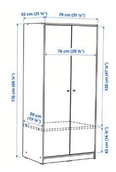 IKEA 棚 KLEPPSTAD ワードローブ ホワイト 79x176 cm