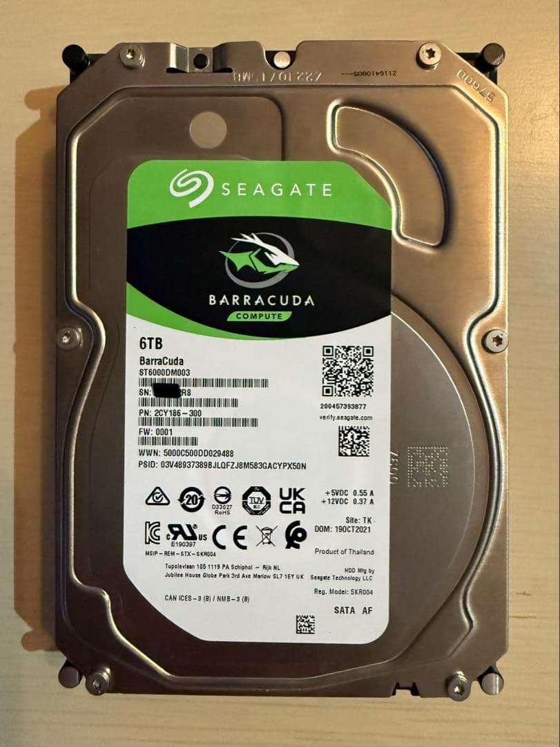 内蔵型ハードディスクドライブ Seagate BarraCuda 6TB 3.5 HDD