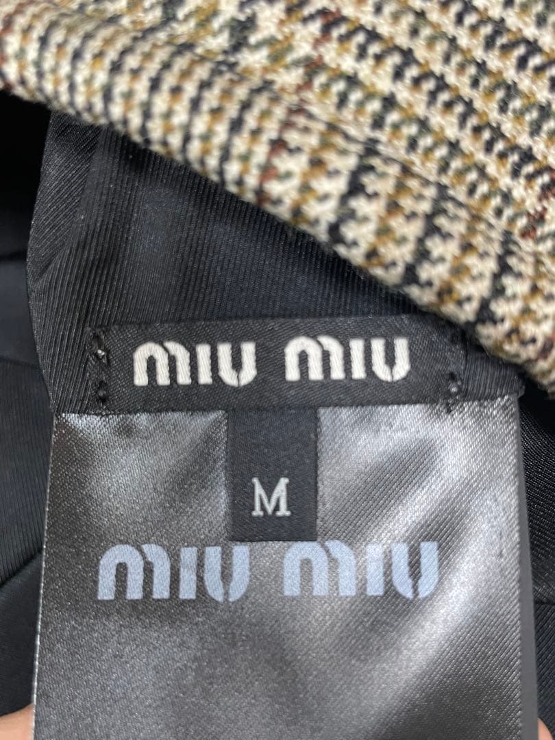 miumiu ベレー帽　チェック柄