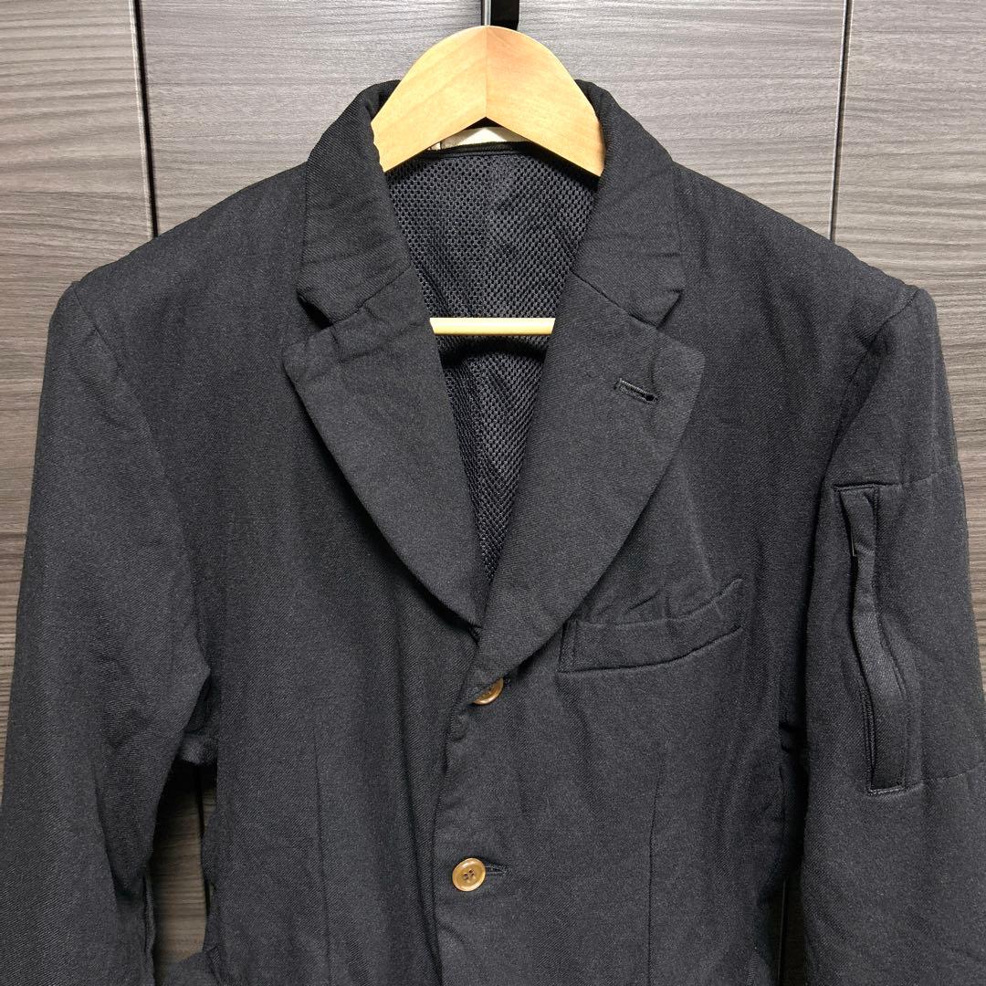 コムデギャルソンオムプリュス テーラードジャケット ポリエステル 縮絨 ブラック