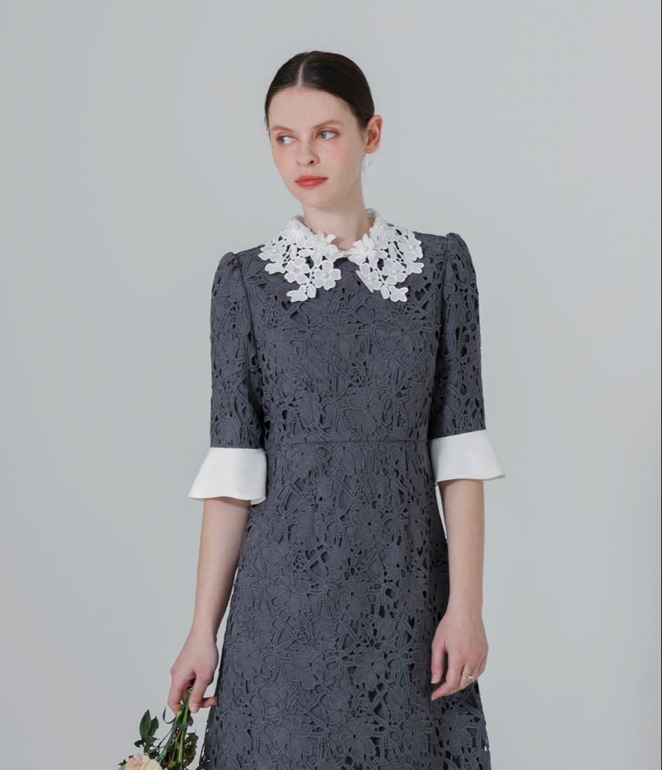LEJA グレー レースドレス Lサイズ