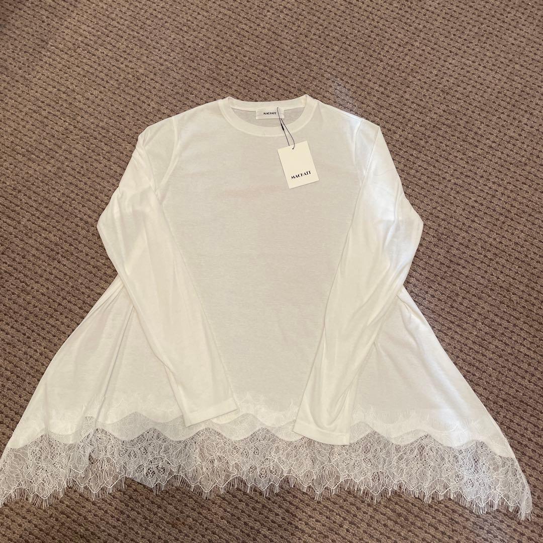 新品タグ付 MACHATT ヘムレースロンT ホワイト F