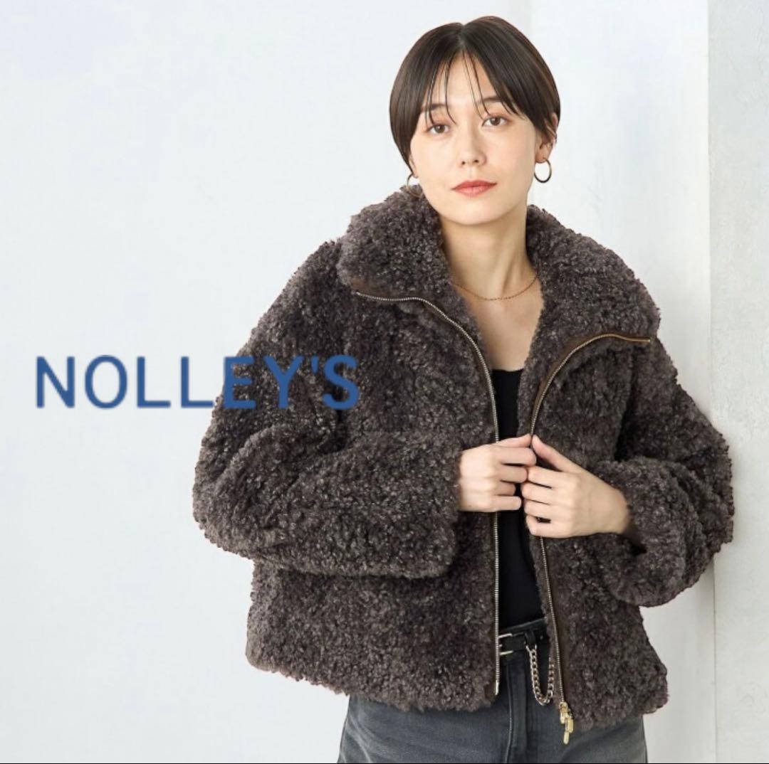 NOLLEY'S ノーリーズフェイクシープファーショートブルゾン/華やか/美品