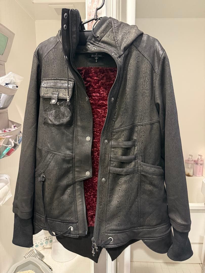 Ozz Croce フード付きジャケット ブラック