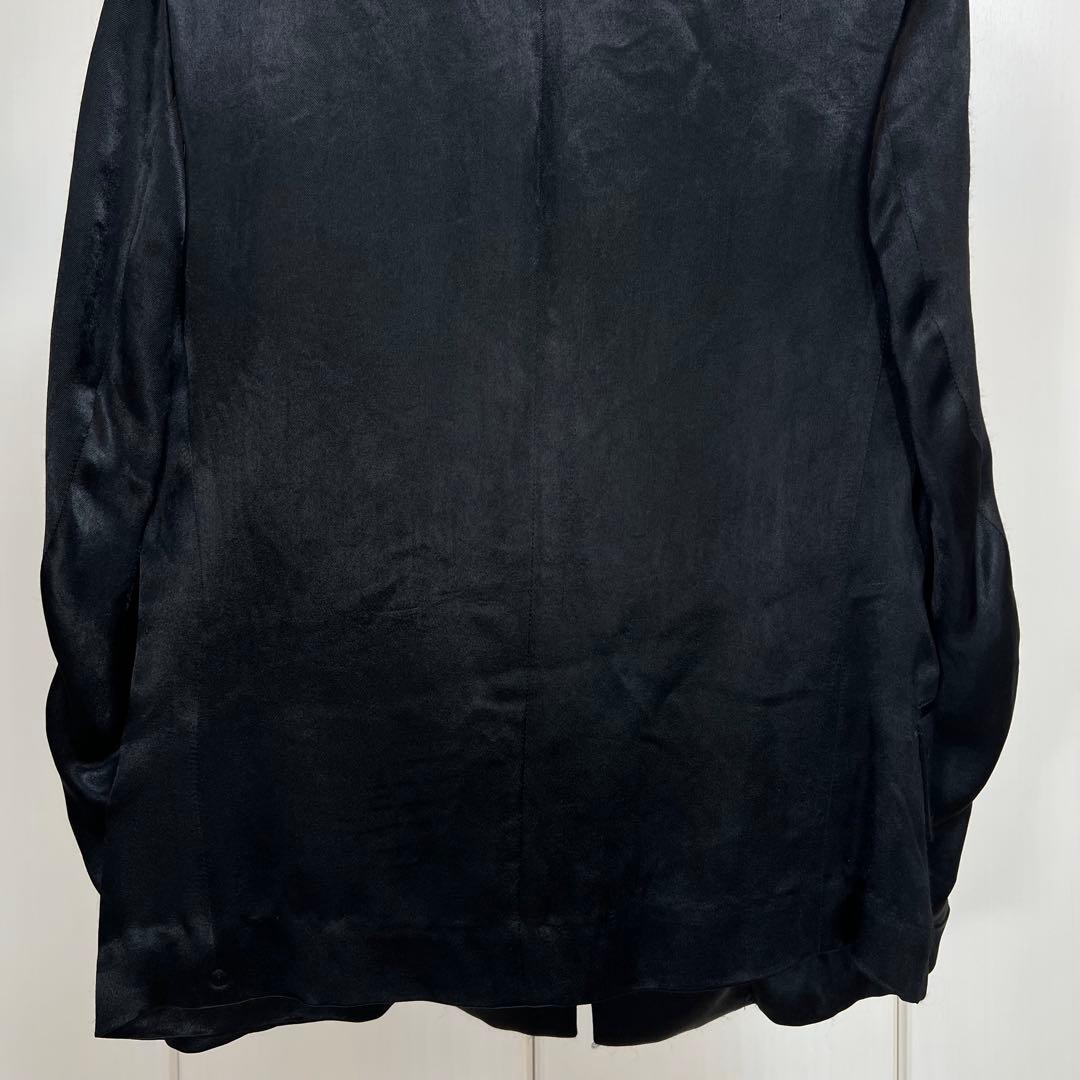 Y's レーヨンサテン ピークドラペル テーラードジャケット ブラック
