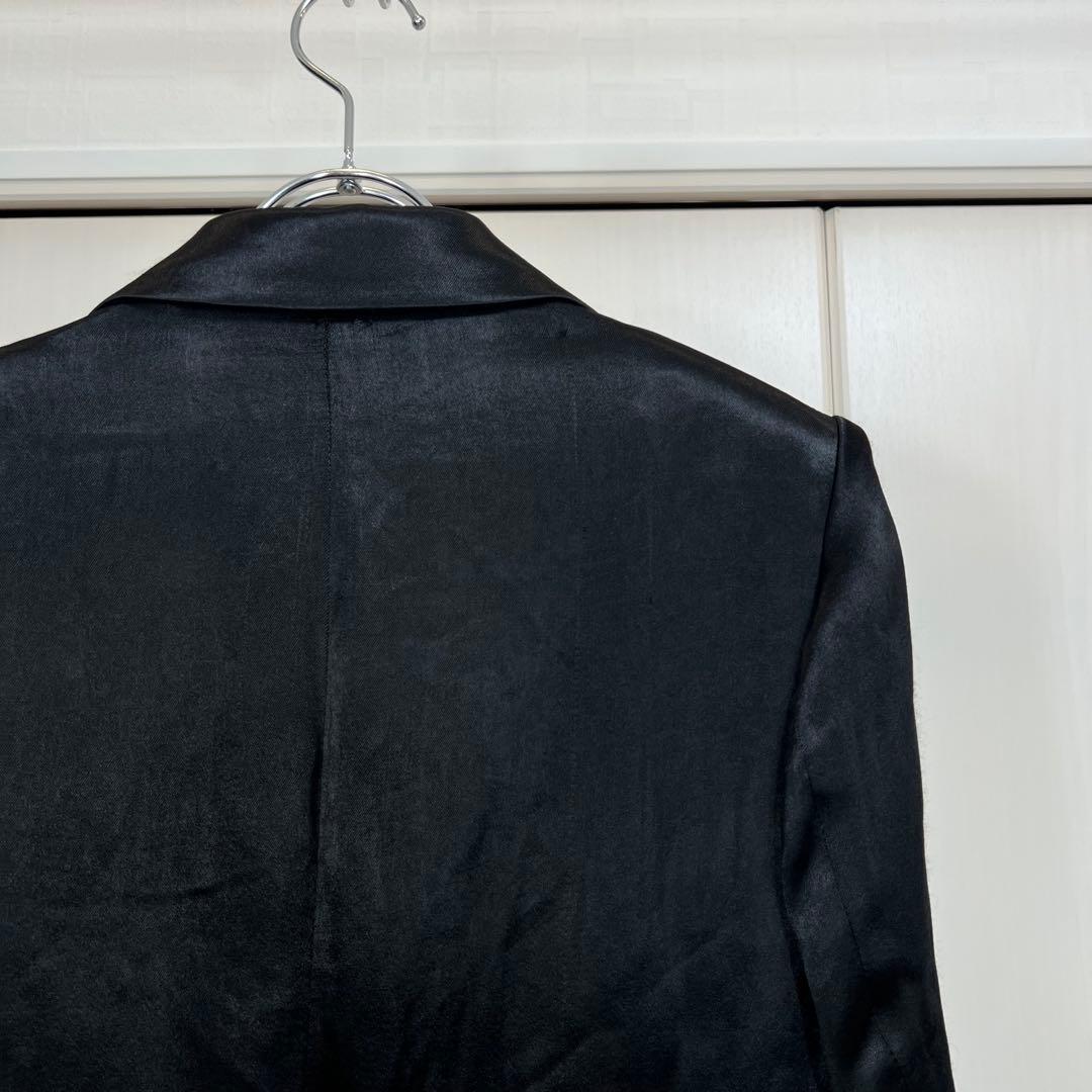 Y's レーヨンサテン ピークドラペル テーラードジャケット ブラック