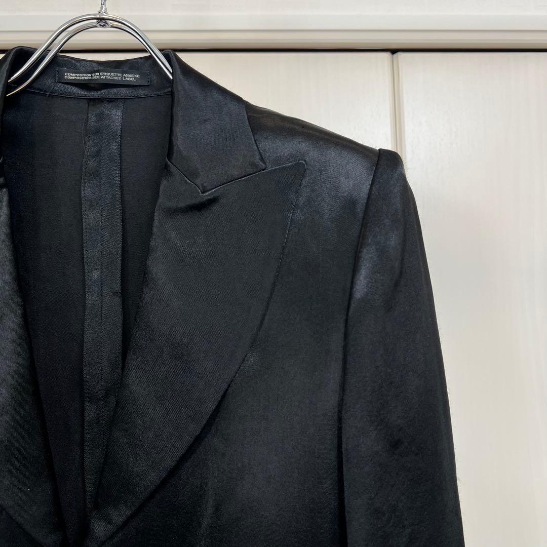 Y's レーヨンサテン ピークドラペル テーラードジャケット ブラック