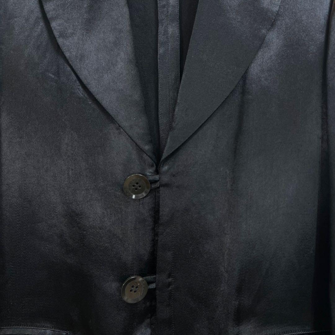 Y's レーヨンサテン ピークドラペル テーラードジャケット ブラック