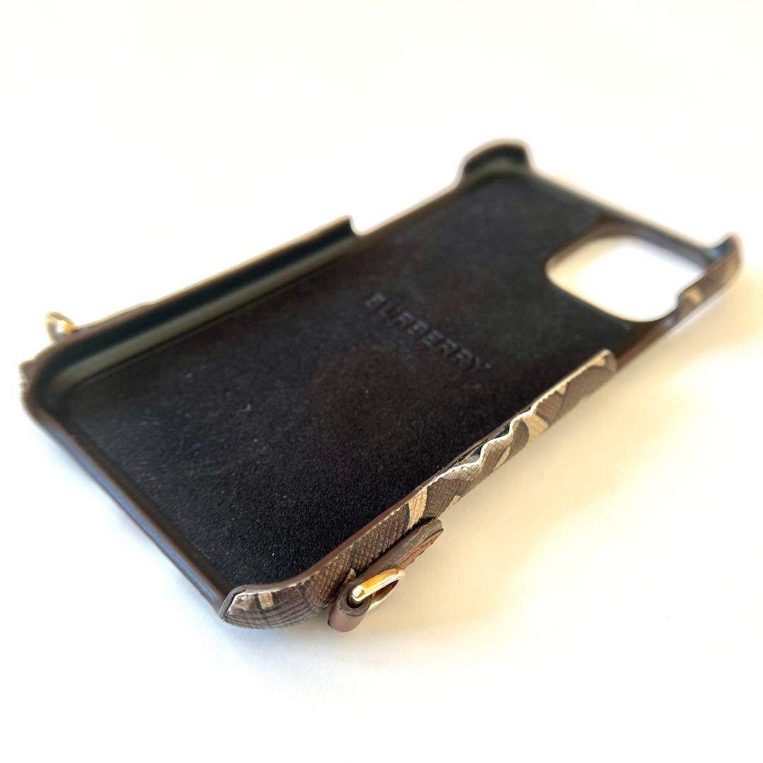 バーバリー スマホケース スマホショルダー iPhone11Pro TBロゴ 茶