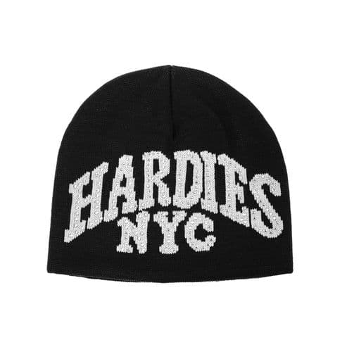 HARDIES ロゴ入り 黒ニット帽 ラインストーン