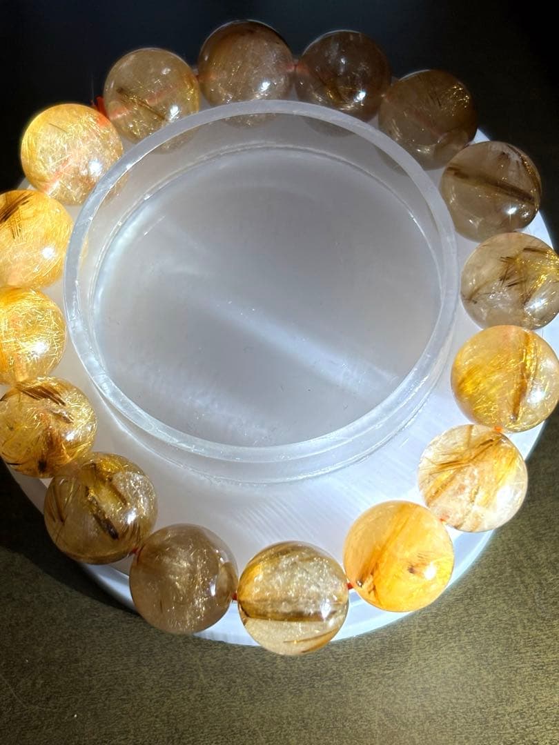 【新入荷】　タイガータイチンルチルブレス13㎜大玉（新品未使用）高品質　針ミチ2