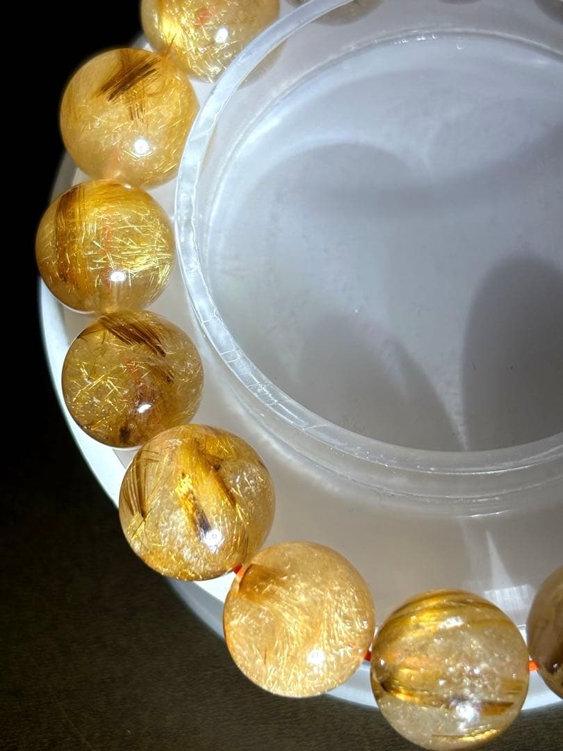 【新入荷】　タイガータイチンルチルブレス13㎜大玉（新品未使用）高品質　針ミチ2