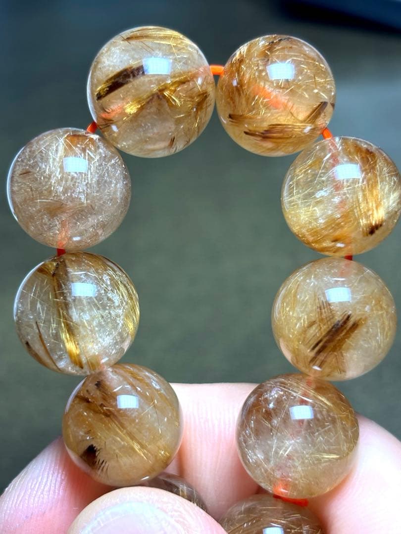 【新入荷】　タイガータイチンルチルブレス13㎜大玉（新品未使用）高品質　針ミチ2